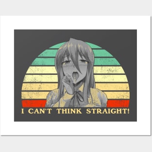 I Can't Think Straight - Lesbian Anime Pun - Retro Sunset Posters and Art